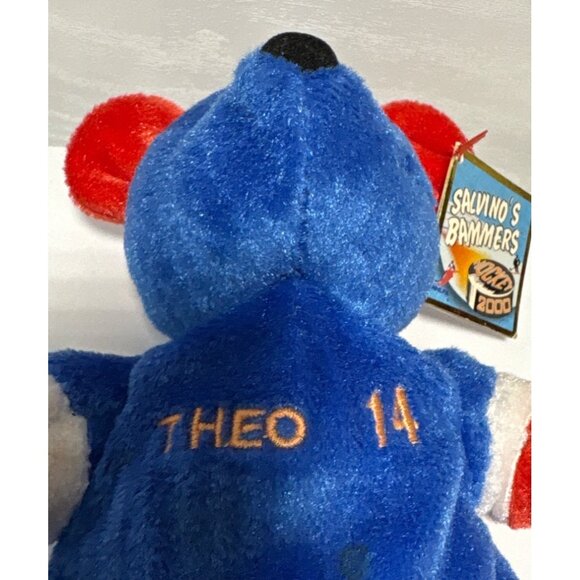 Salvinos Bammers Theo Fleury Bear 14 NHLPA Blue Red Plush Collectible 2000 - Picture 5 of 10